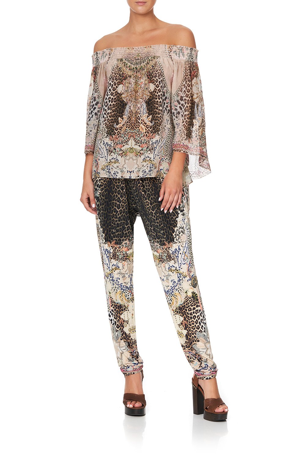 OFF SHOULDER SHIRRED BLOUSE FOREVER FOREVER