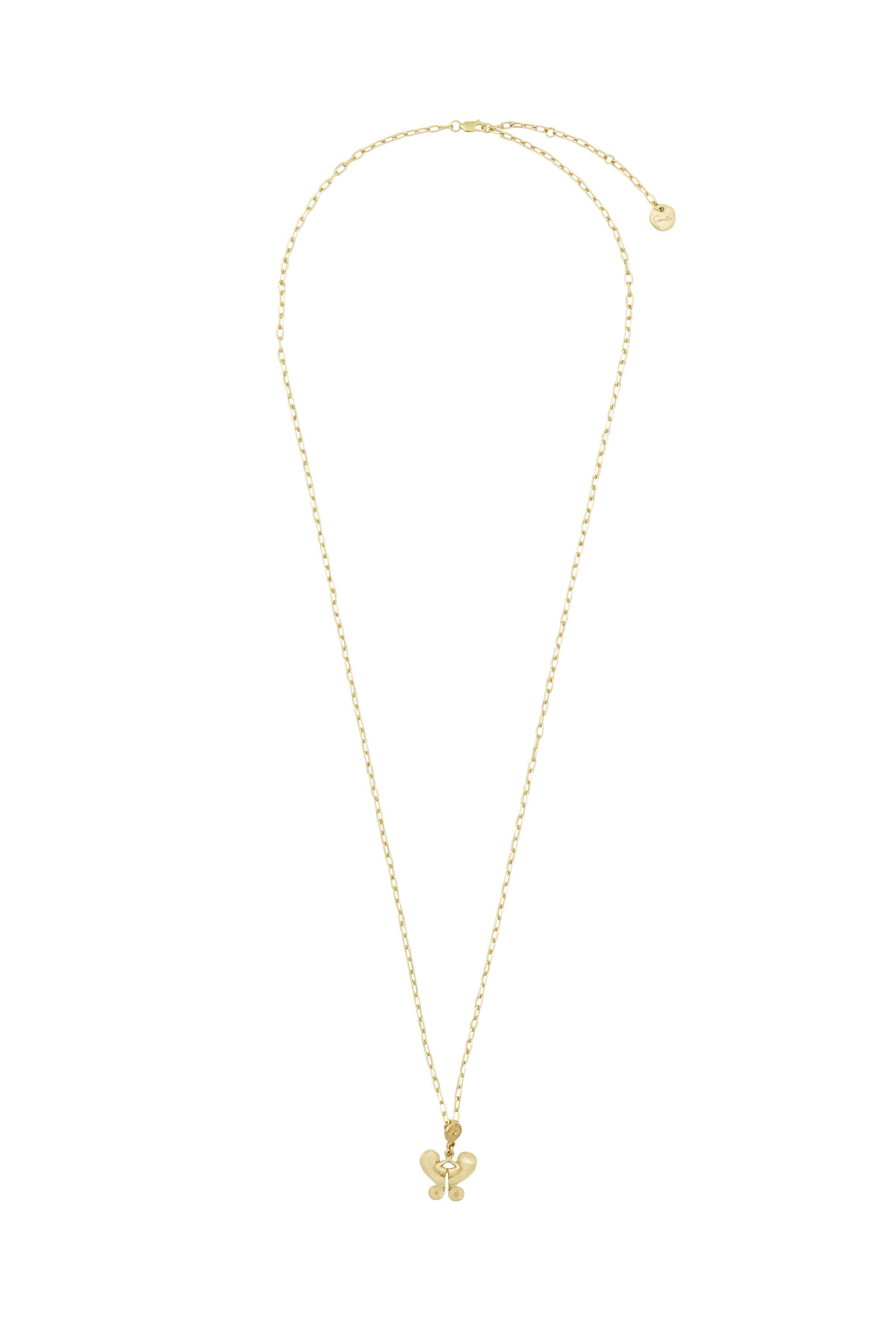 GOLD BRASS ETCHED MOTIF NECKLACE