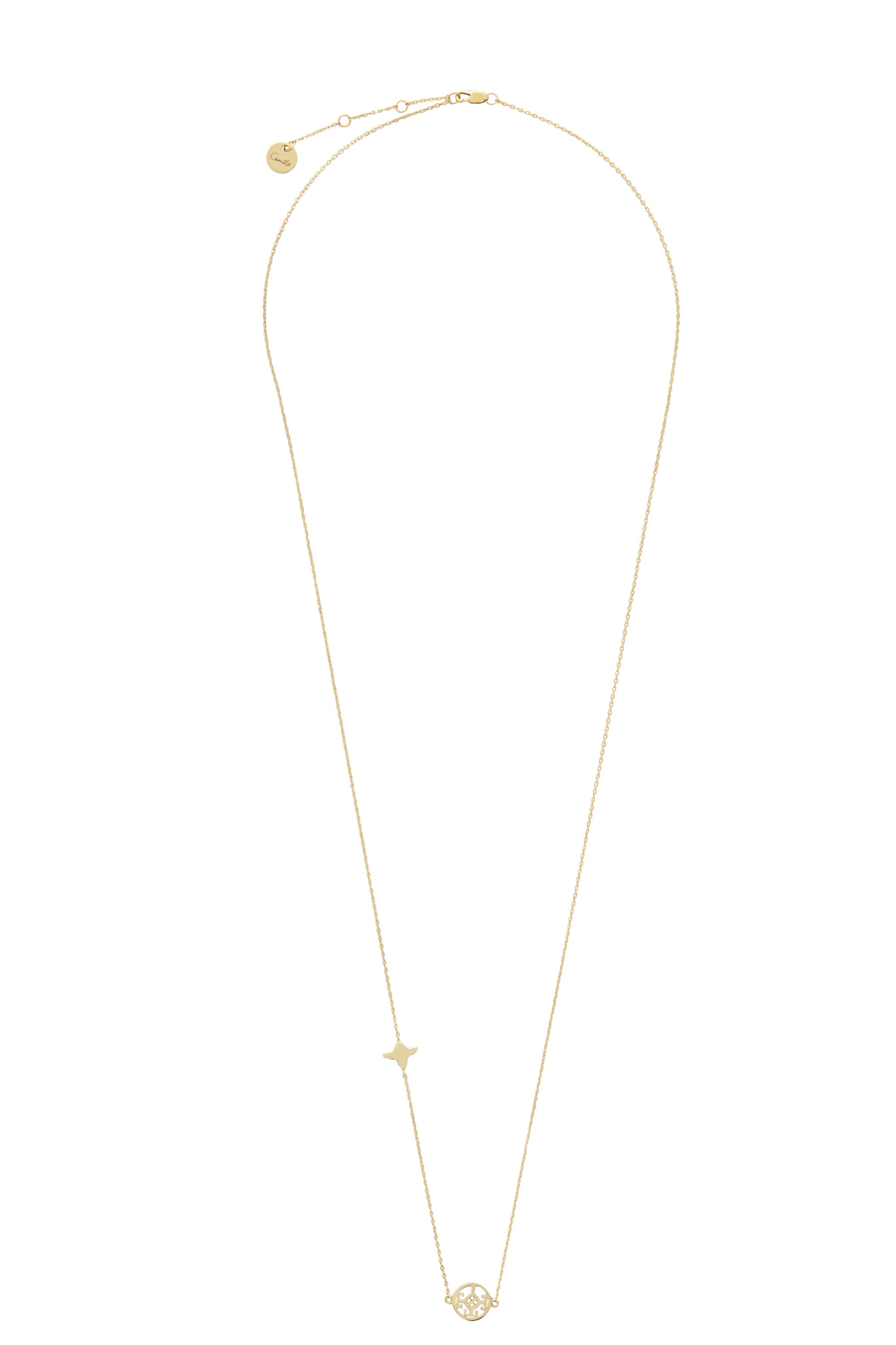 GOLD BRASSS CUT OUT PENDANT NECKLACE