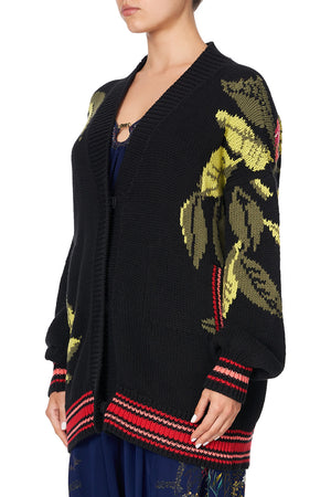 KNIT CARDIGAN WITH FRONT WELT POCKETS WINGS IN ARMS