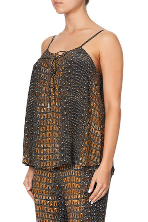 LACE UP FRONT CAMI CROCODILE ROCK