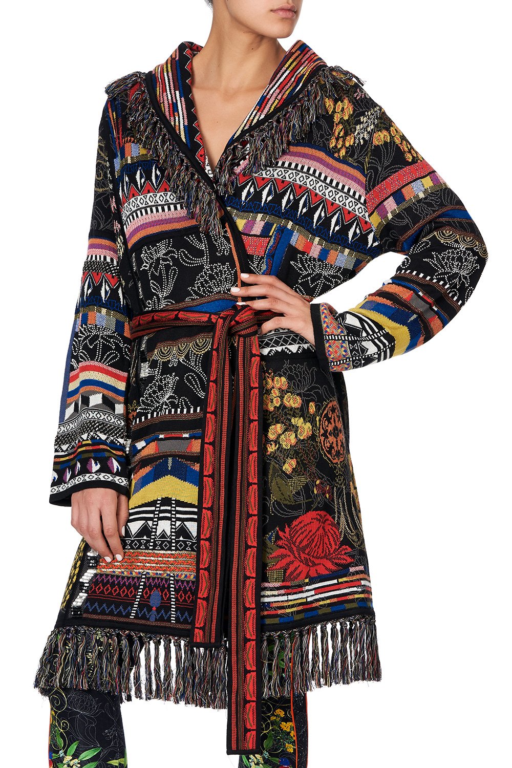 KNIT JACQUARD JACKET WITH FRINGING BLACKHEATH BETTY