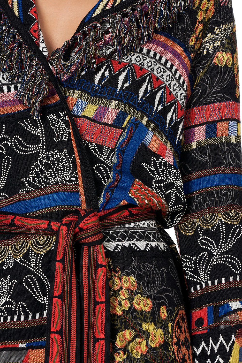 KNIT JACQUARD JACKET WITH FRINGING BLACKHEATH BETTY