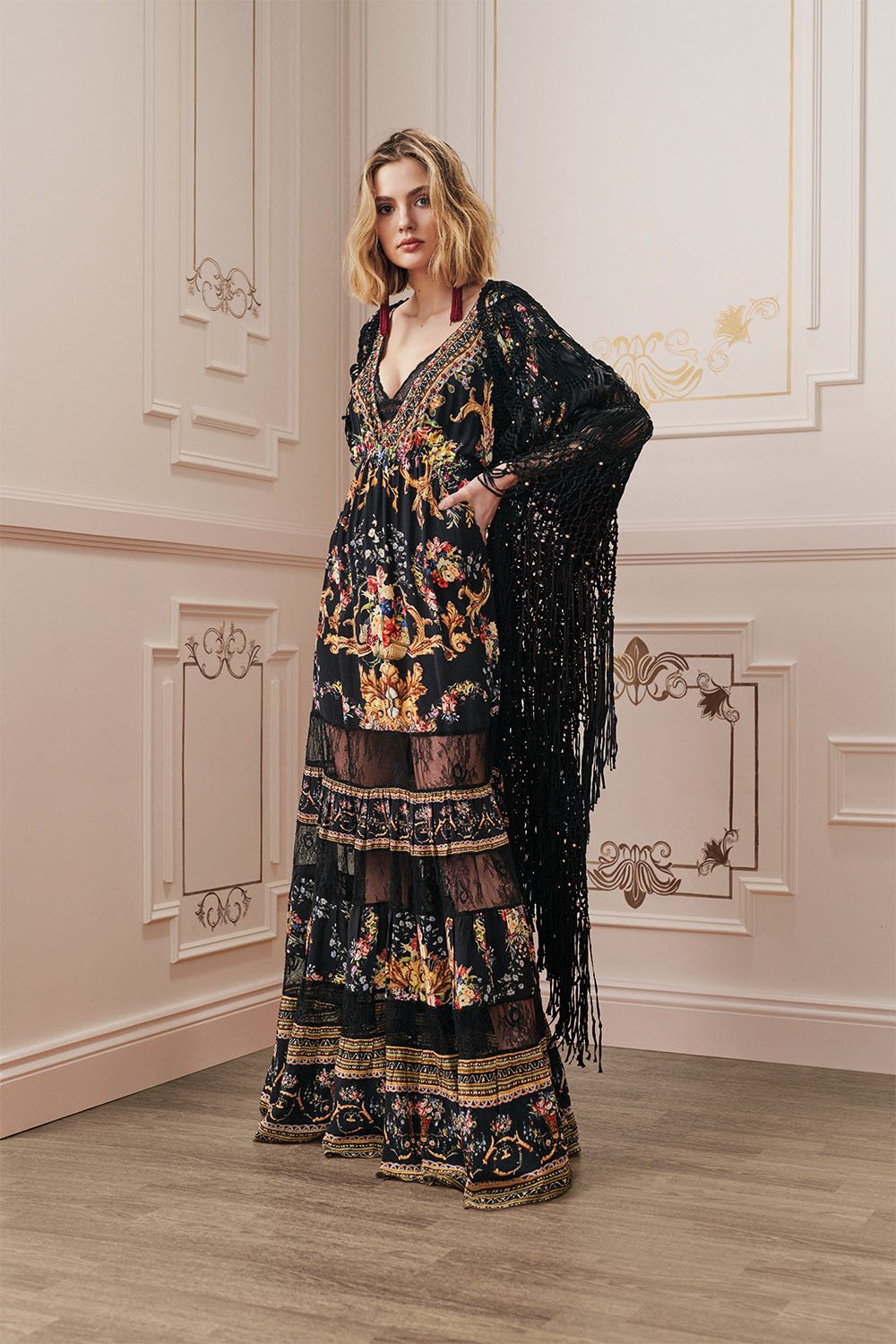 LACE PANEL DRESS FRIEND IN FLORA