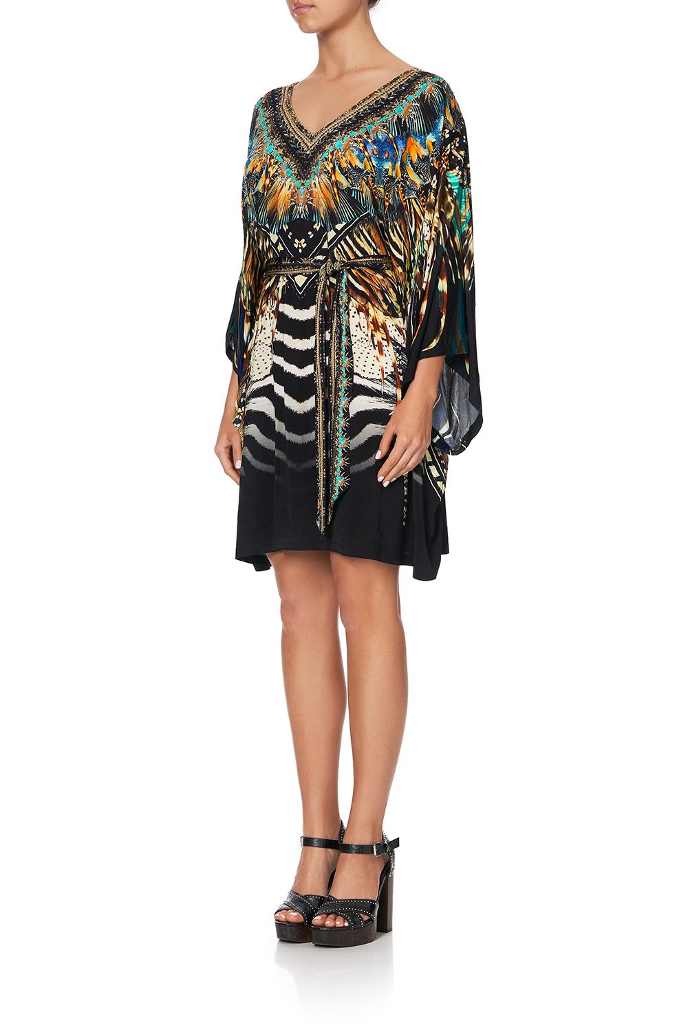 V NECK JERSEY SHORT KAFTAN W TIE LOST PARADISE