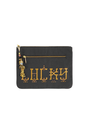 LUCKY STARS SMALL CANVAS CLUTCH