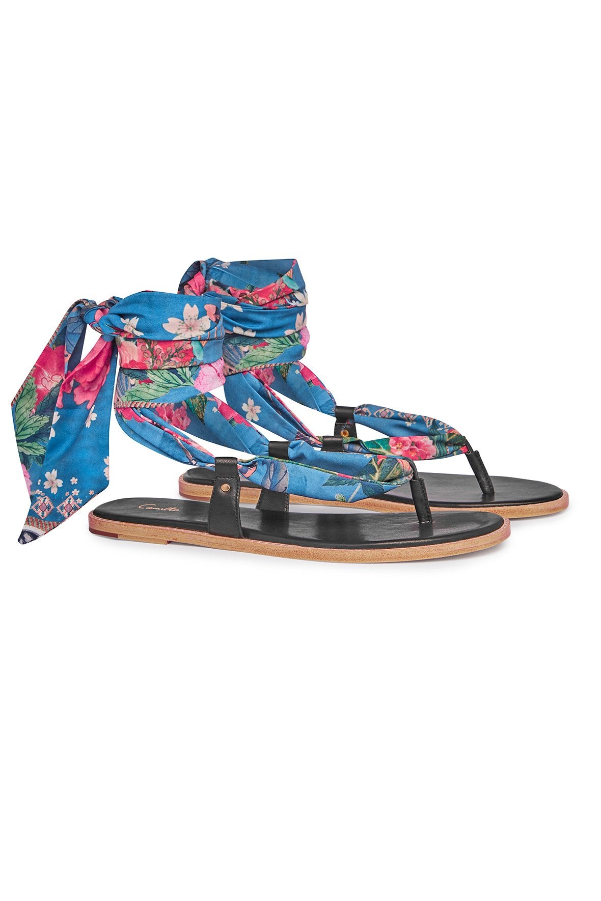 CAMILLA FARAWAY FLORALS FABRIC TIE SANDAL