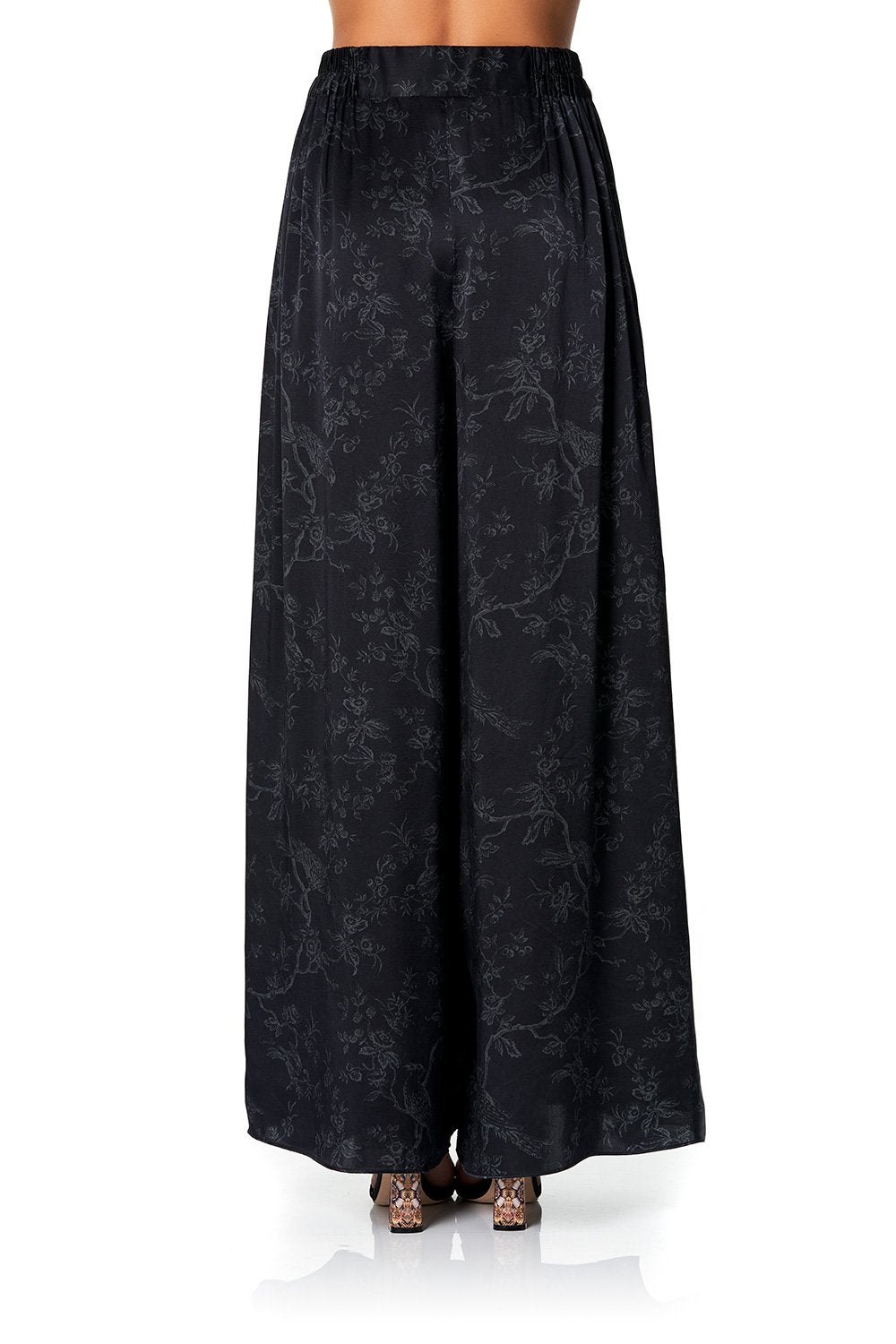 WIDE LEG PANT WITH GATHERED POCKETS NOIR BOUDOIR