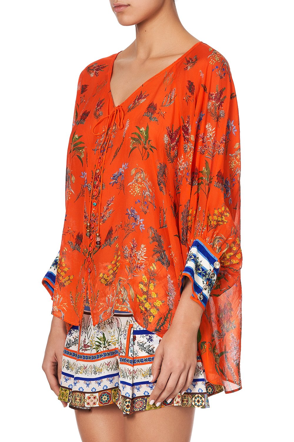 RAGLAN SLEEVE BUTTON UP TOP GONE COAST