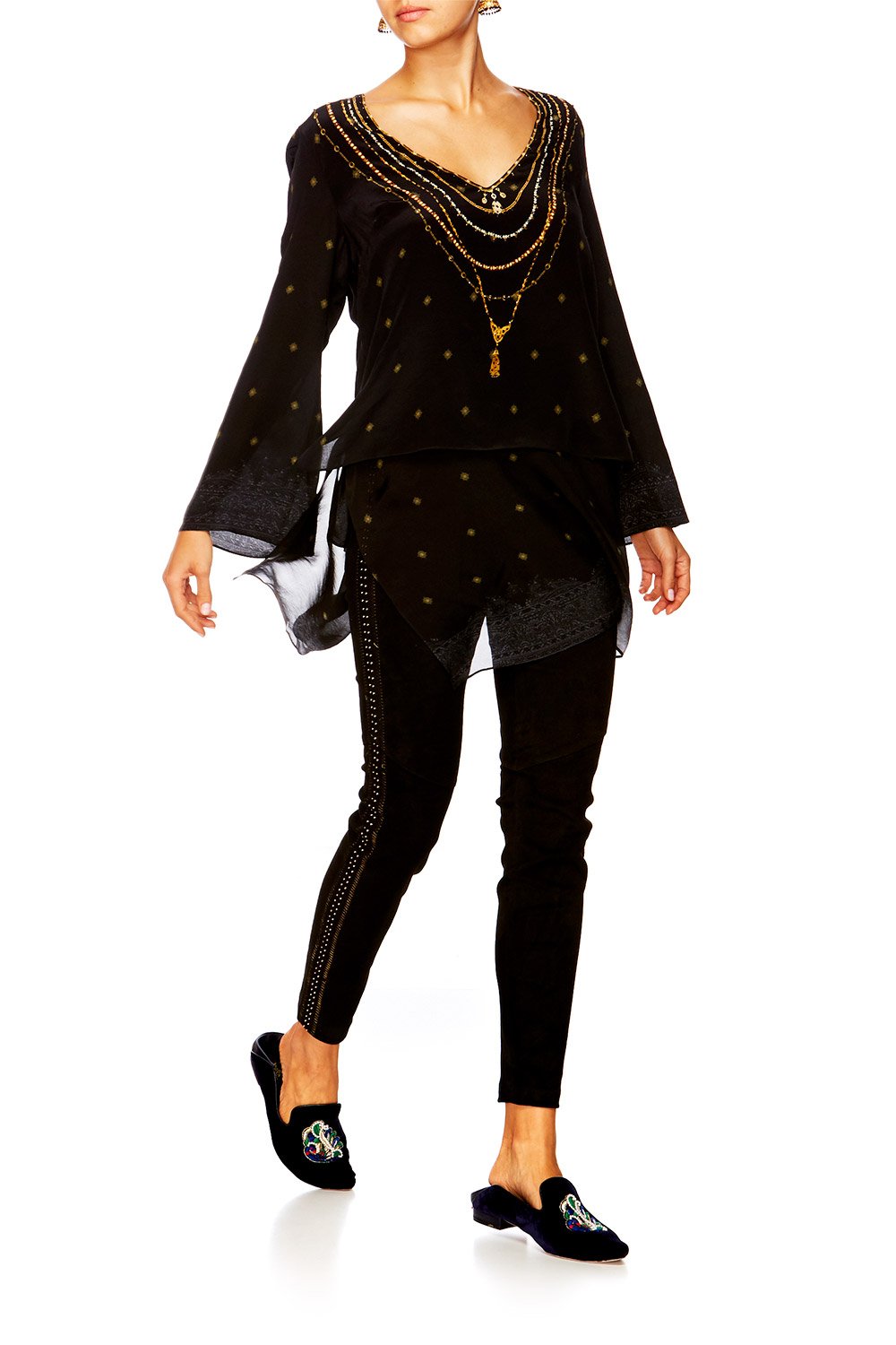 LUCKY STARS BLOUSE W SIDE SPLIT UNDERLAY