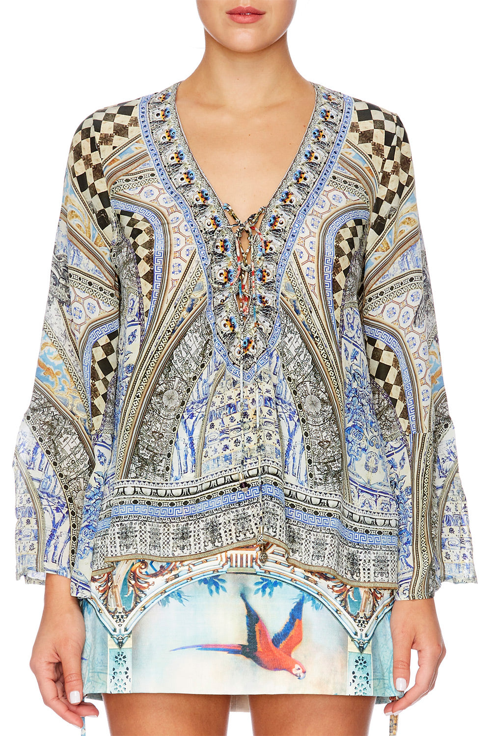 LOST IN A DREAM TIE FRONT BLOUSE