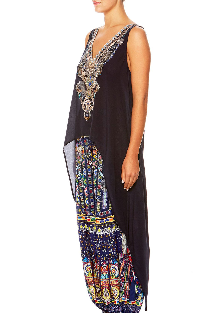 HIGH LOW CROSS OVERLAY TOP DAINTREE DREAMING