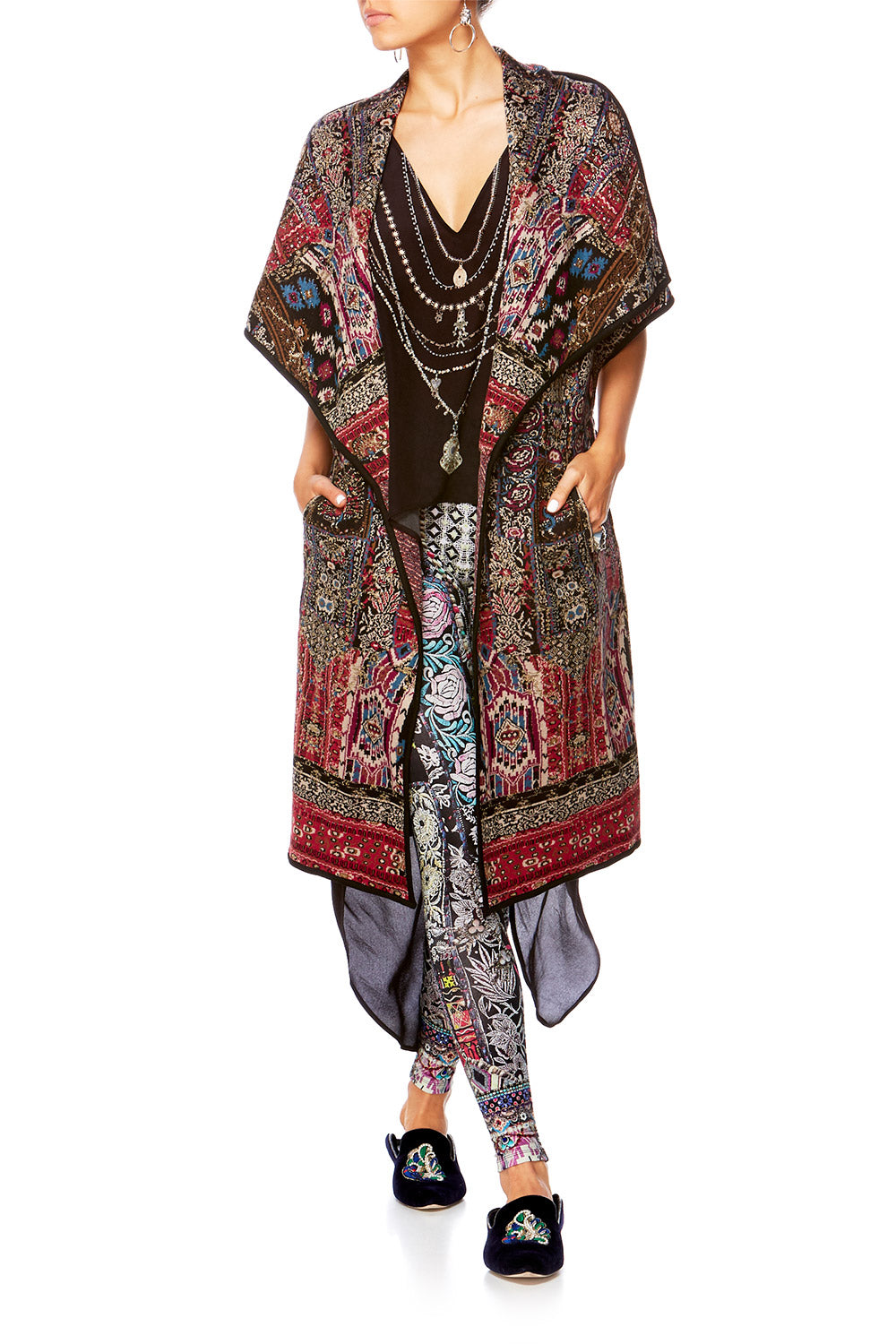 CAMILLA JAGGIS KINGDOM SHORT SLEEVE WRAP KNIT W TIE