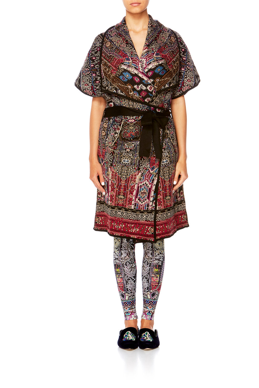 CAMILLA JAGGIS KINGDOM SHORT SLEEVE WRAP KNIT W TIE