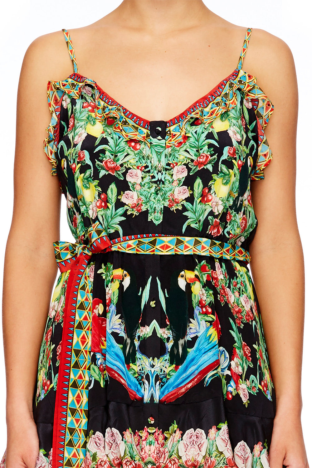 TOUCAN PLAY MINI BUTTON DOWN FRILL DRESS