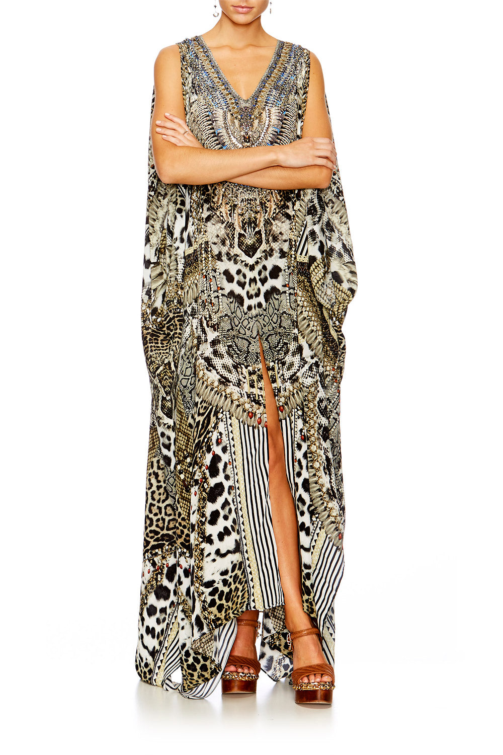 ANIMAL INSTINCT SLIT FRONT & SLEEVE KAFTAN