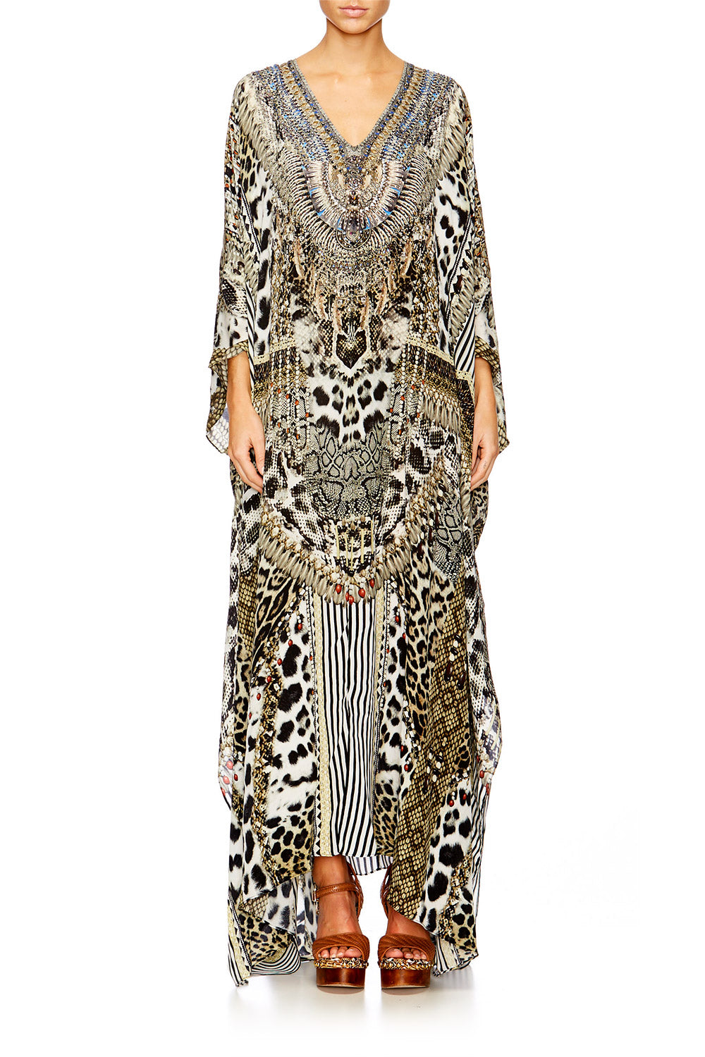 ANIMAL INSTINCT SLIT FRONT & SLEEVE KAFTAN