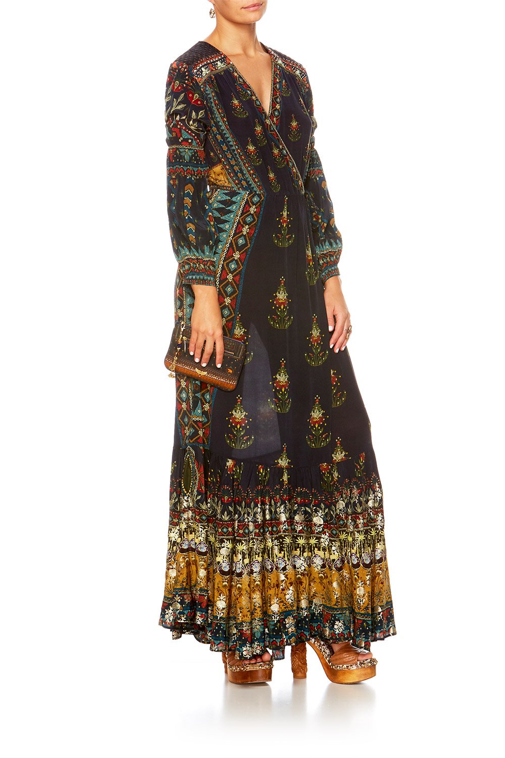 BLISS OF BOHEMIA QUILTED YOKE WRAP DRESS