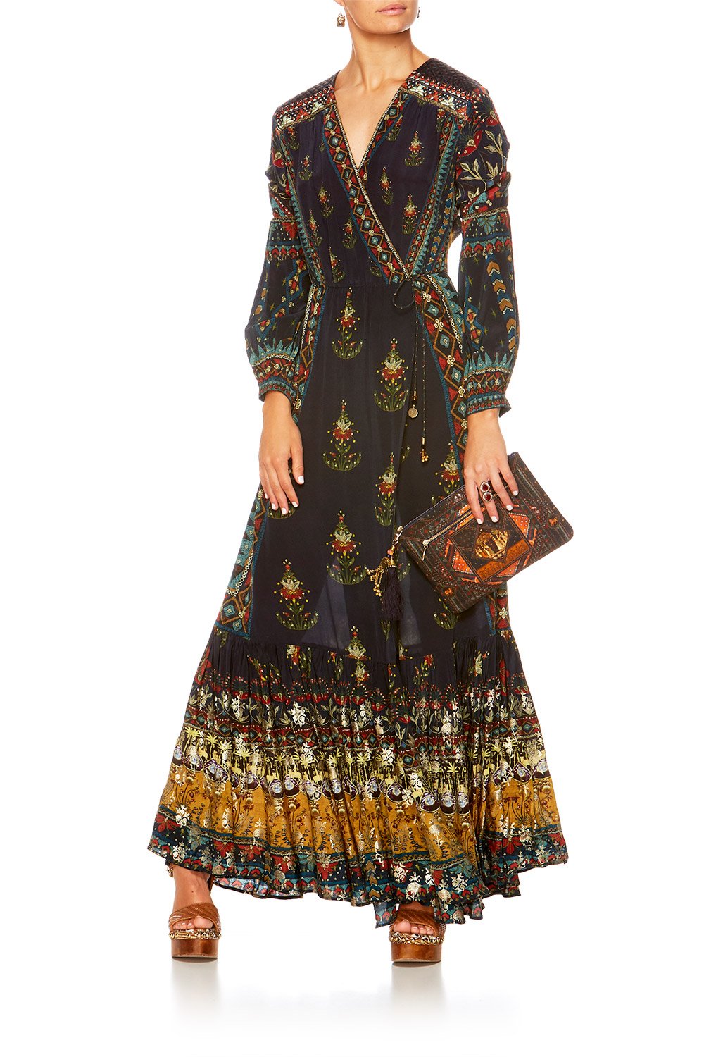 BLISS OF BOHEMIA QUILTED YOKE WRAP DRESS