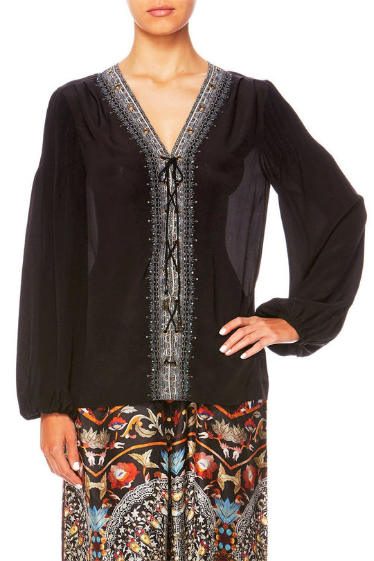 PEASANT BLOUSE W/FRONT LACING TWIN SHADOW