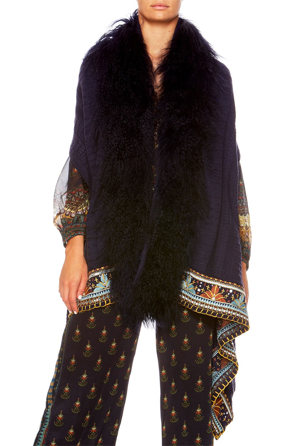 BLISS OF BOHEMIA SHEARLING CAPE