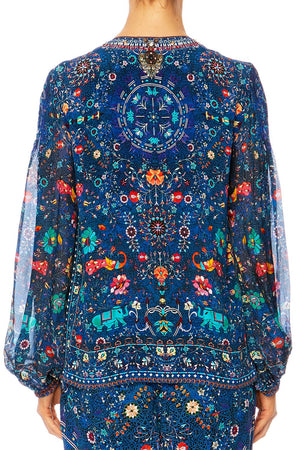 PEASANT BLOUSE WITH FRONT LACING KINDNESS KALEIDOSCOPE – CAMILLA