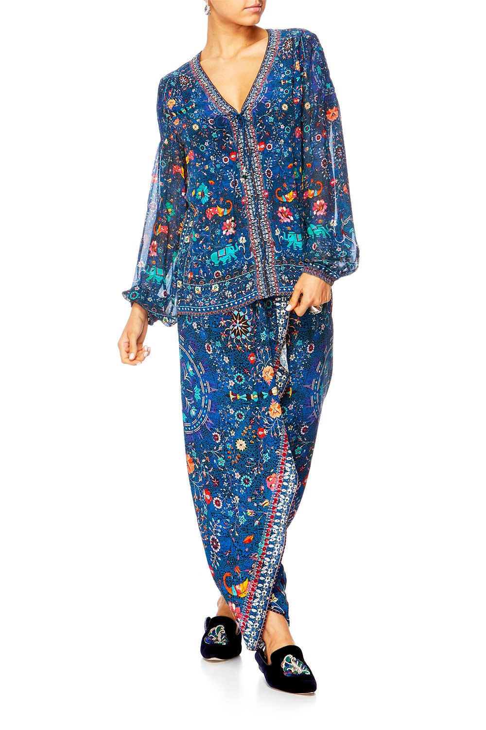 KINDNESS KALEIDOSCOPE GATHERED WRAP FRONT TROUSER