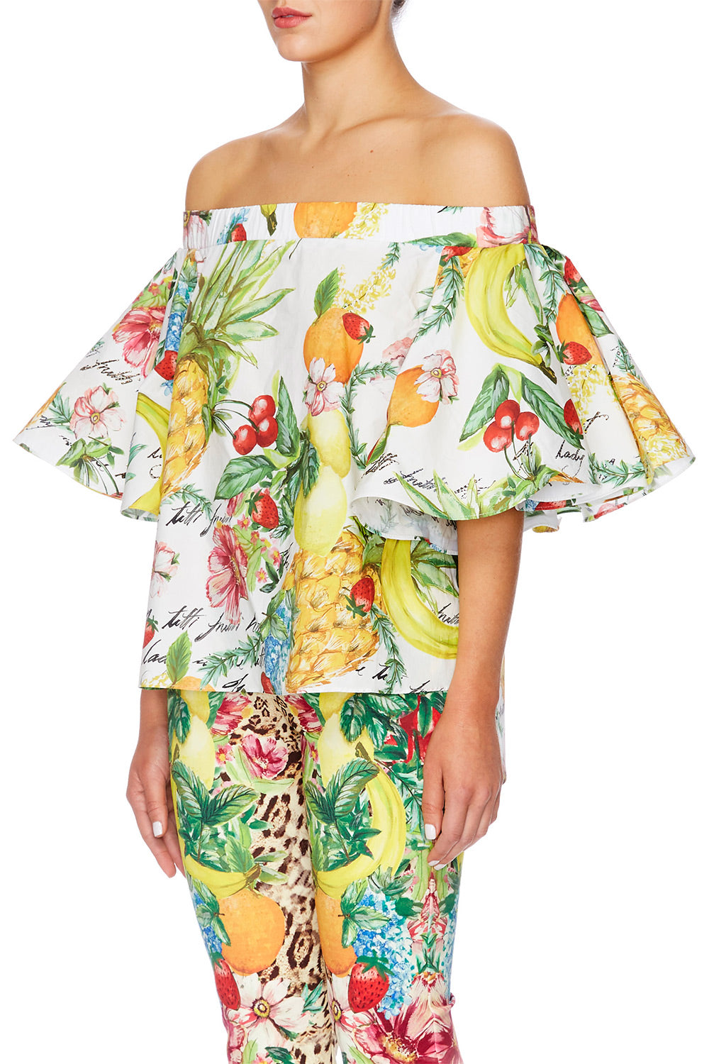 THERES NO PLACE LIKE RIO ELASTICATED FLOUNCE TOP