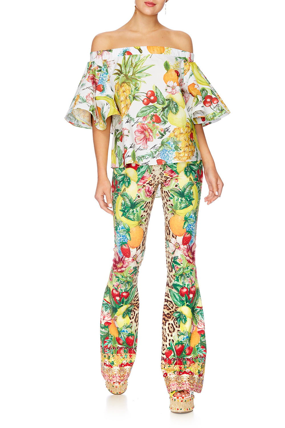 THERES NO PLACE LIKE RIO ELASTICATED FLOUNCE TOP