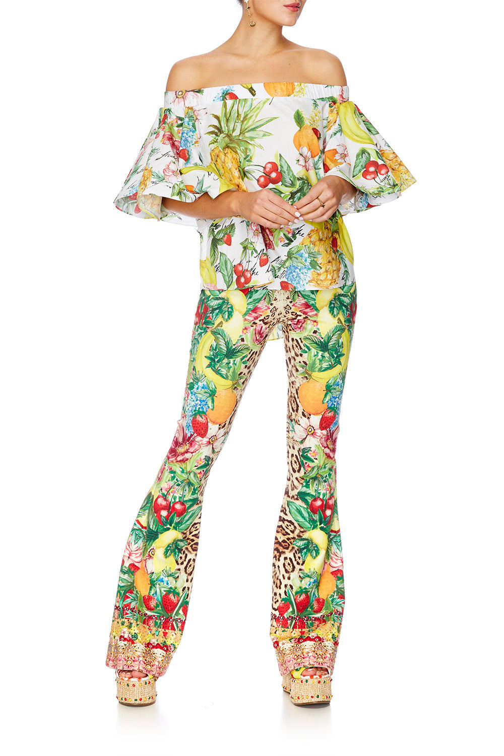 THERES NO PLACE LIKE RIO ELASTICATED FLOUNCE TOP