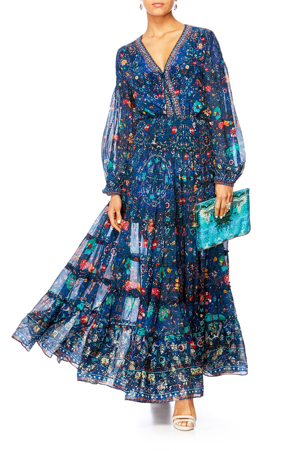 KINDNESS KALEIDOSCOPE PEASANT BLOUSE W FRONT LACING