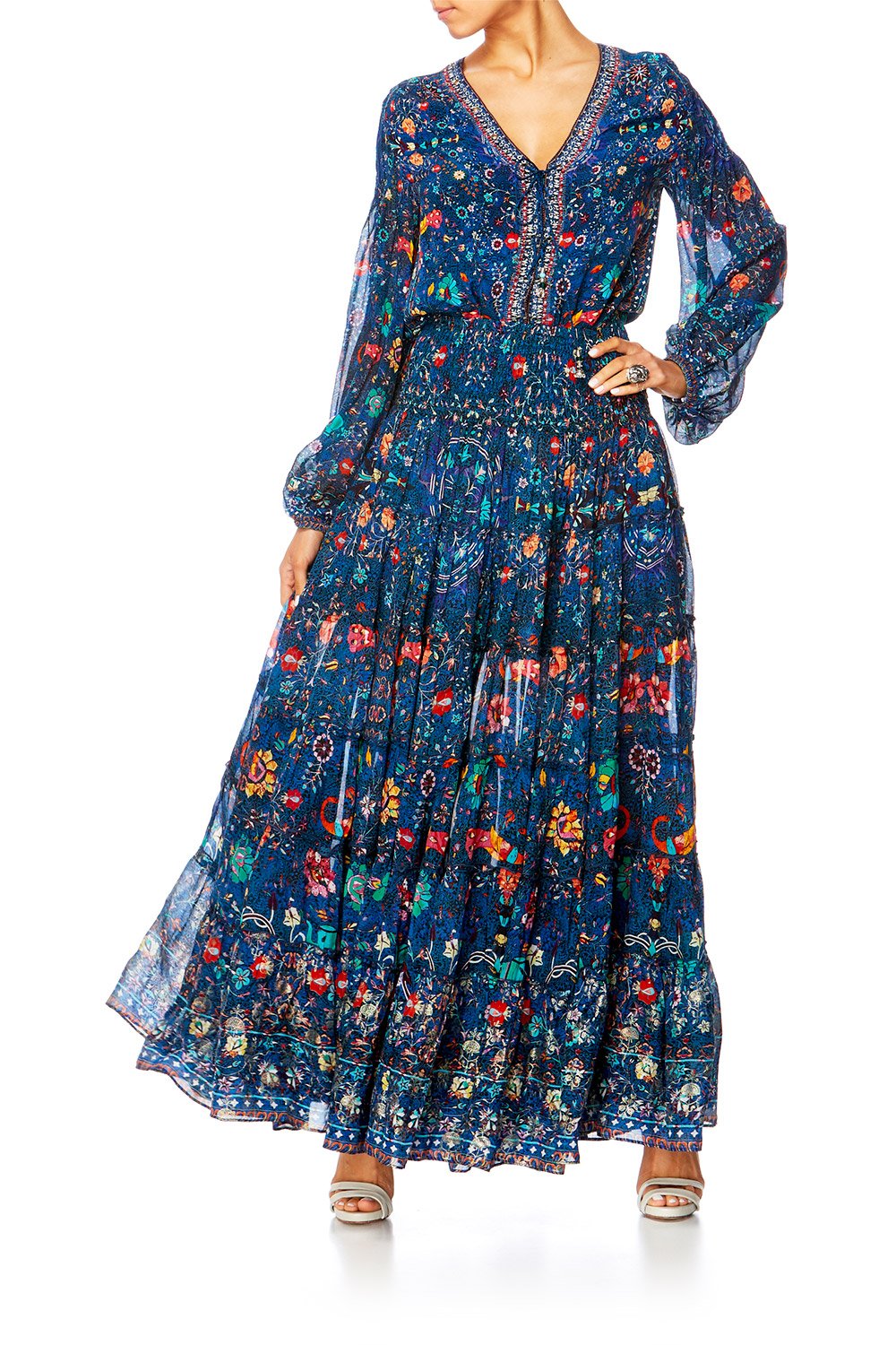 KINDNESS KALEIDOSCOPE PEASANT BLOUSE W FRONT LACING