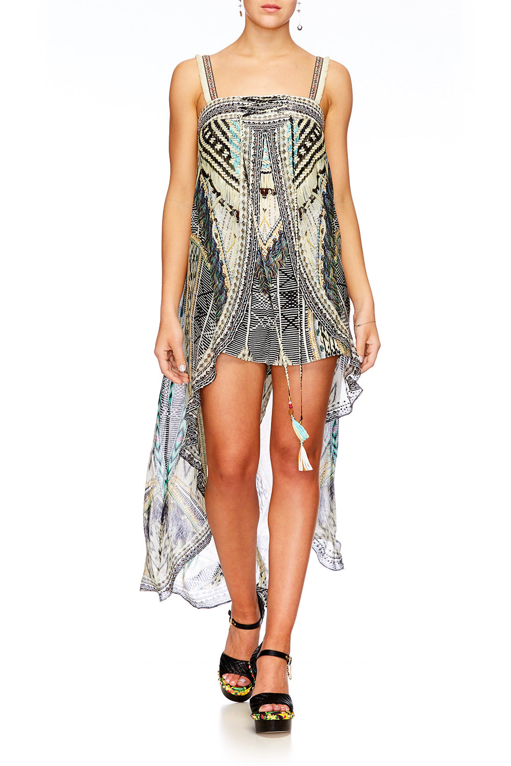 WEAVE ON TIE DETAIL OVERLAY PLAYSUIT