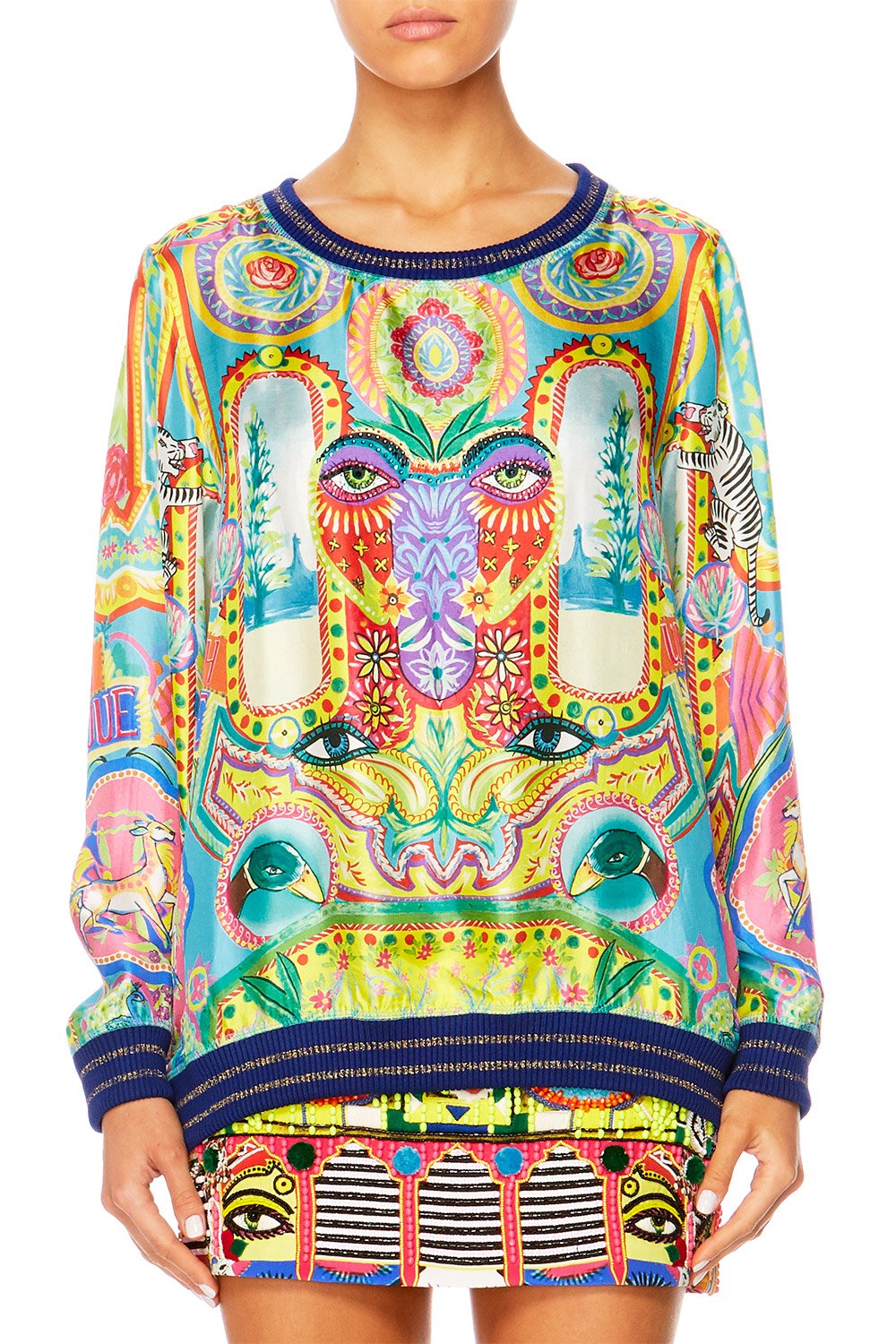 COLOUR MY WORLD WOVEN ROUND NECK SWEATER
