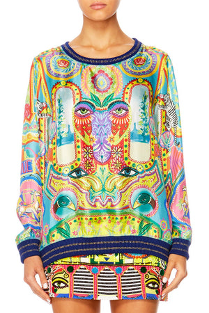 COLOUR MY WORLD WOVEN ROUND NECK SWEATER