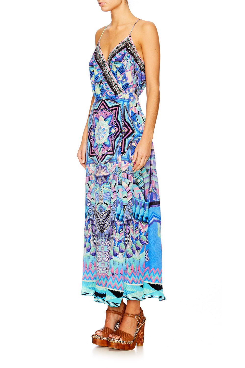 THREADS OF COSMOS STRAPPY WRAP DRESS