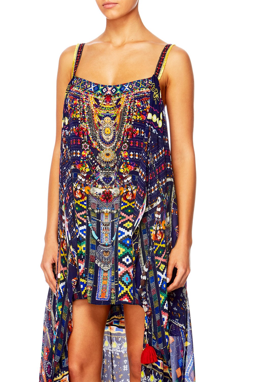 WHERE YOULL FIND ME MINI DRESS W LONG OVERLAY