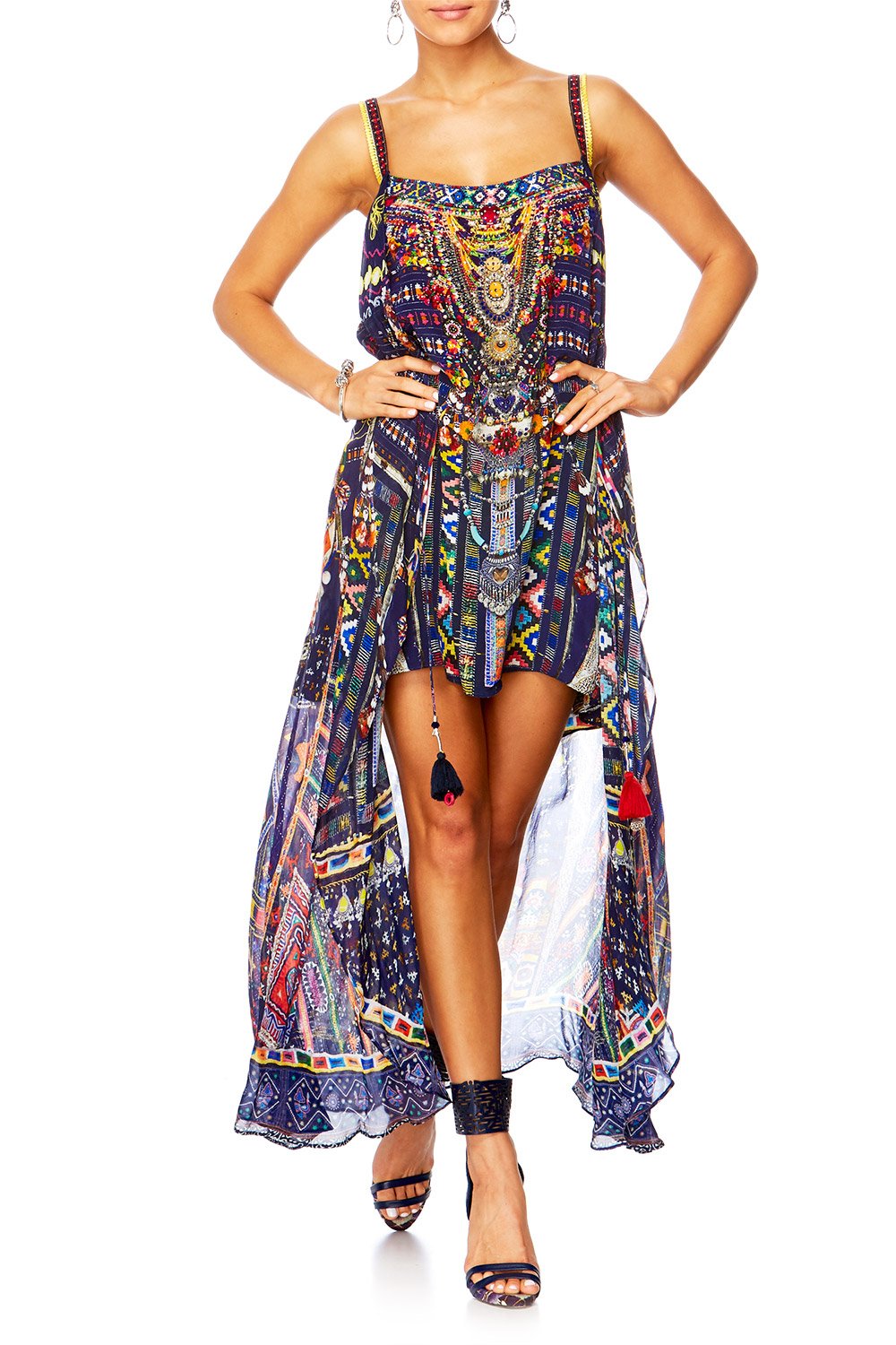 WHERE YOULL FIND ME MINI DRESS W LONG OVERLAY