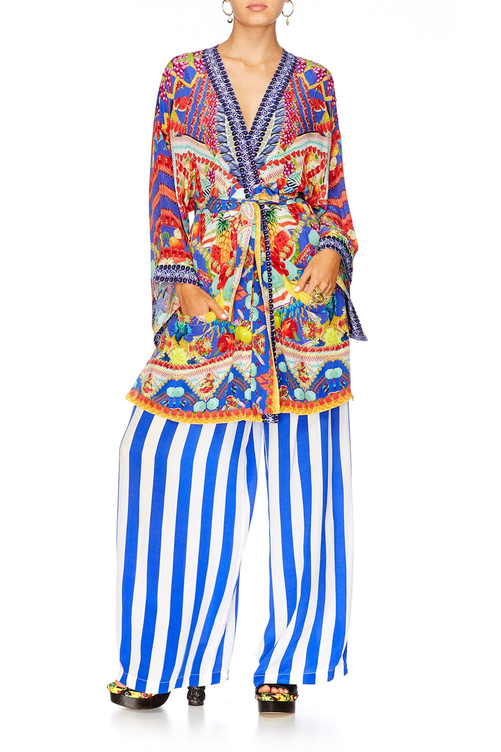 RIO RIOT KIMONO WITH TIE BELT