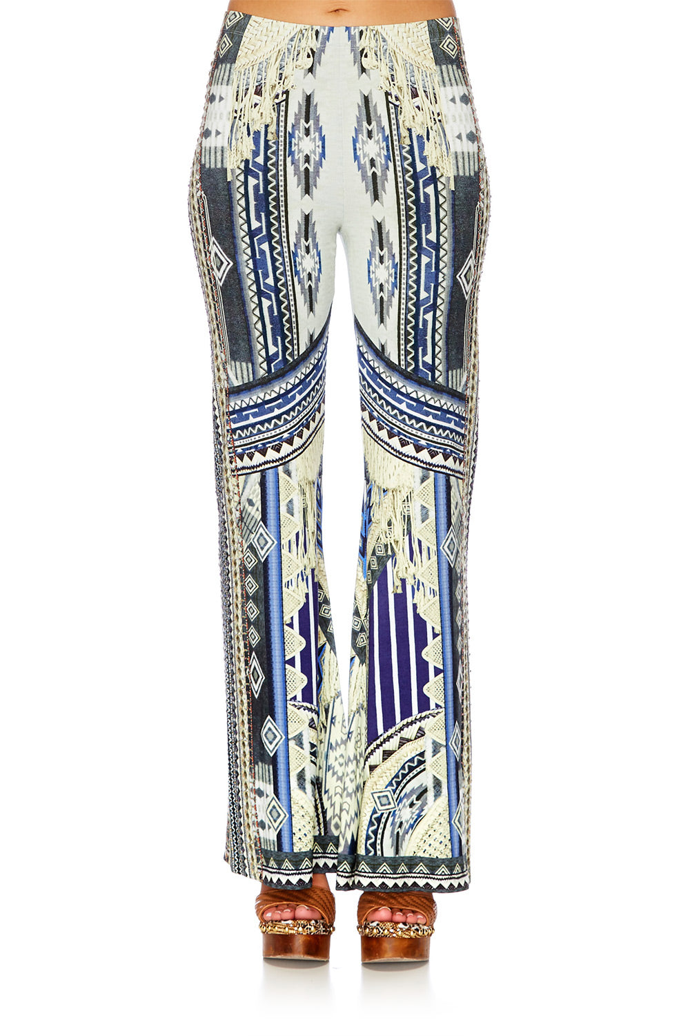 TIE THE KNOT STRETCH FLARED TROUSERS