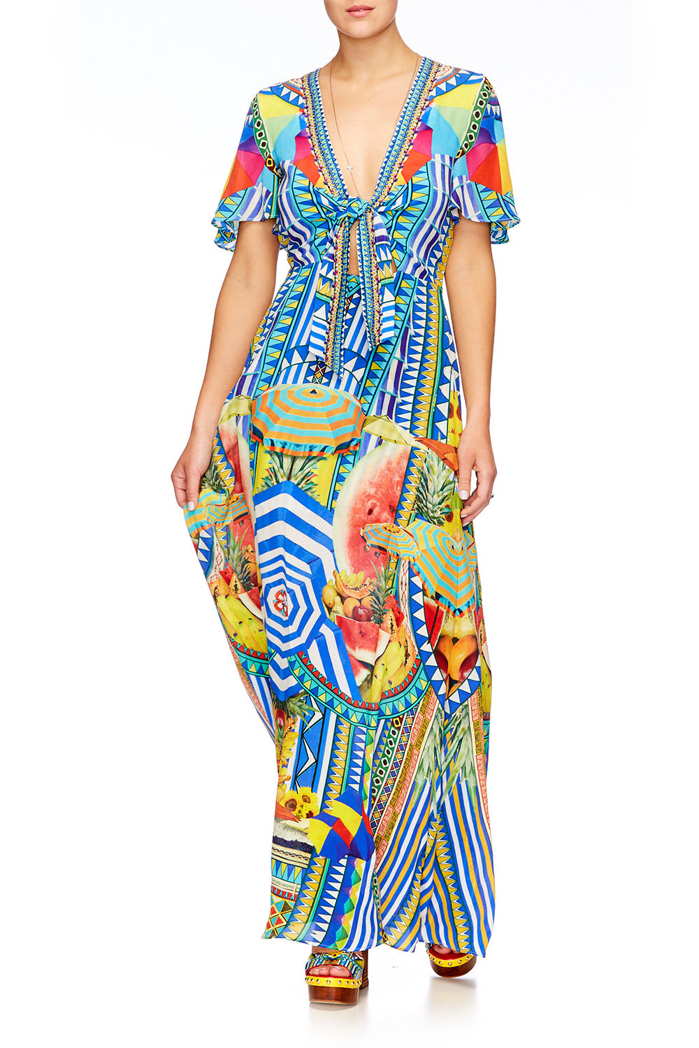 BOOK A SHADE TIE FRONT MAXI DRESS