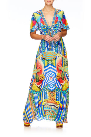 BOOK A SHADE TIE FRONT MAXI DRESS