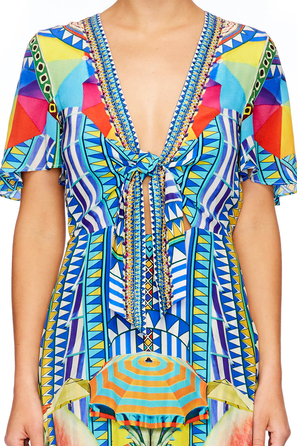 BOOK A SHADE TIE FRONT MAXI DRESS