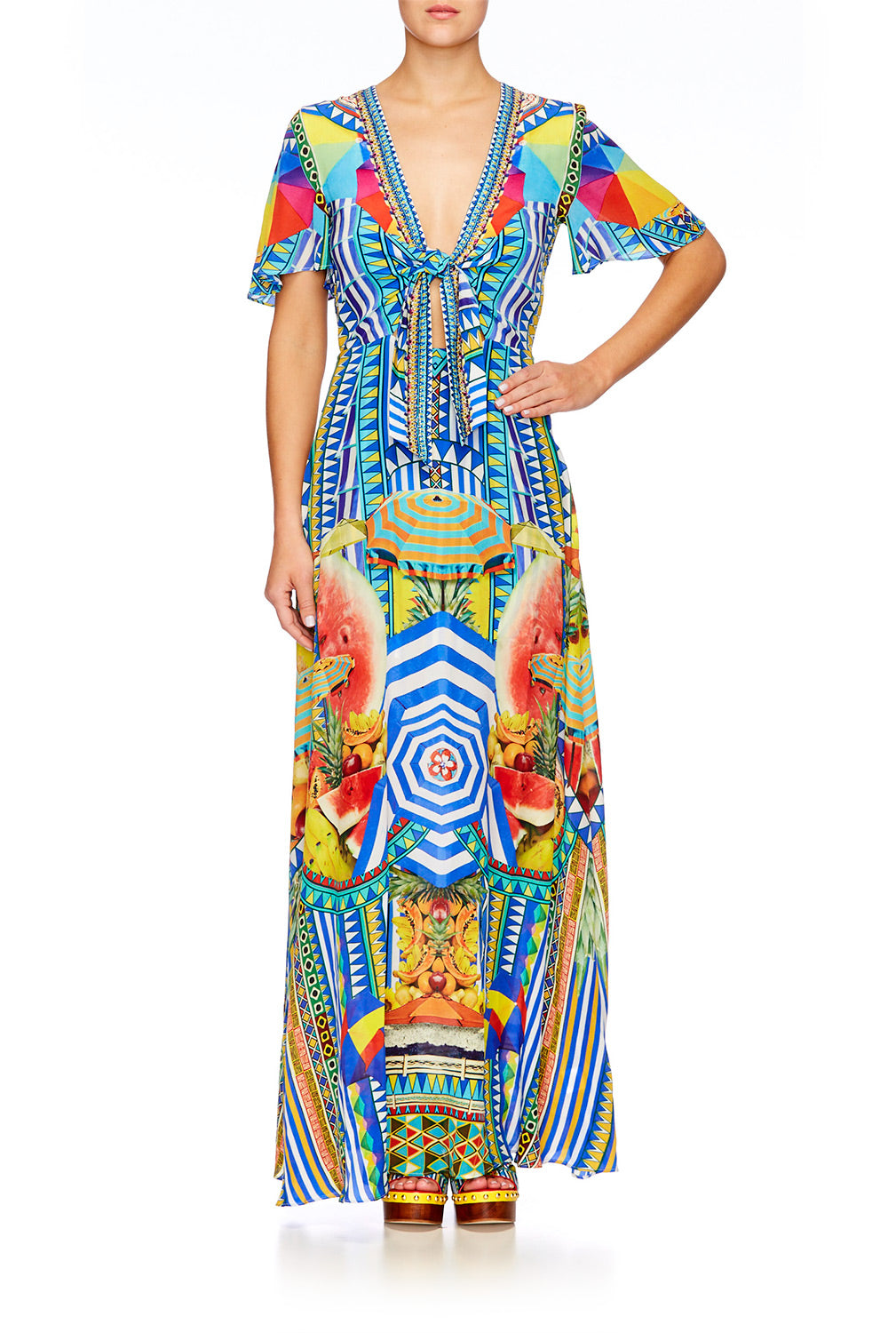 BOOK A SHADE TIE FRONT MAXI DRESS