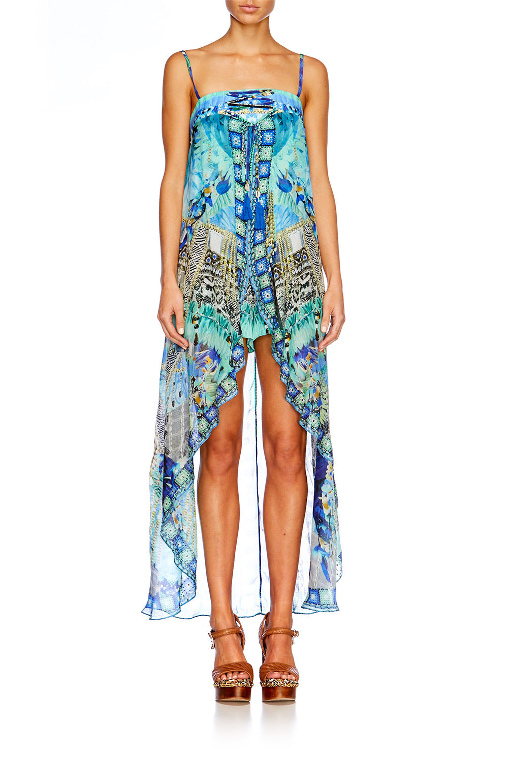 LEAVE ME WILD TIE DETAIL OVERLAY PLAYSUIT