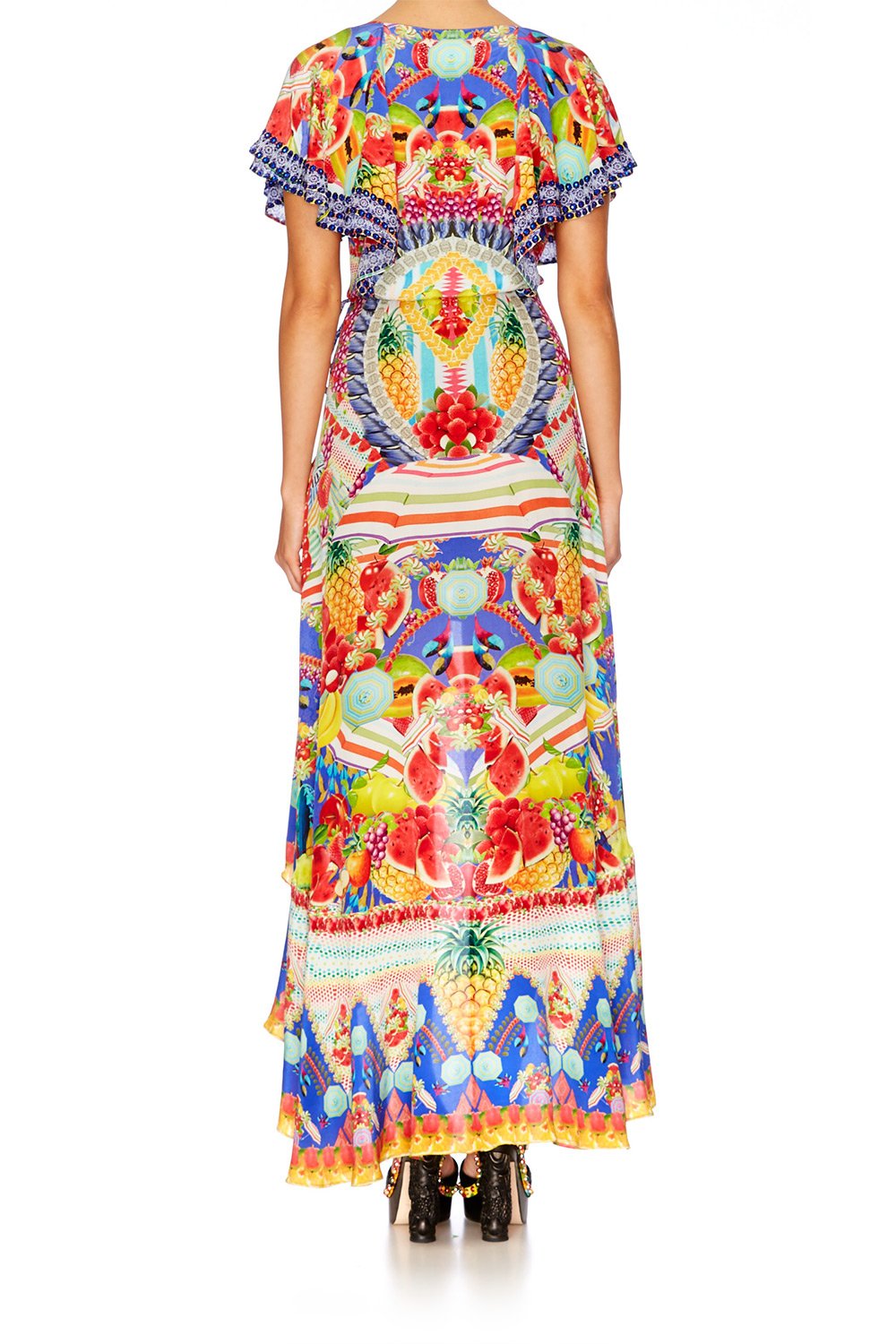 RIO RIOT FRILL SLEEVE LONG DRESS