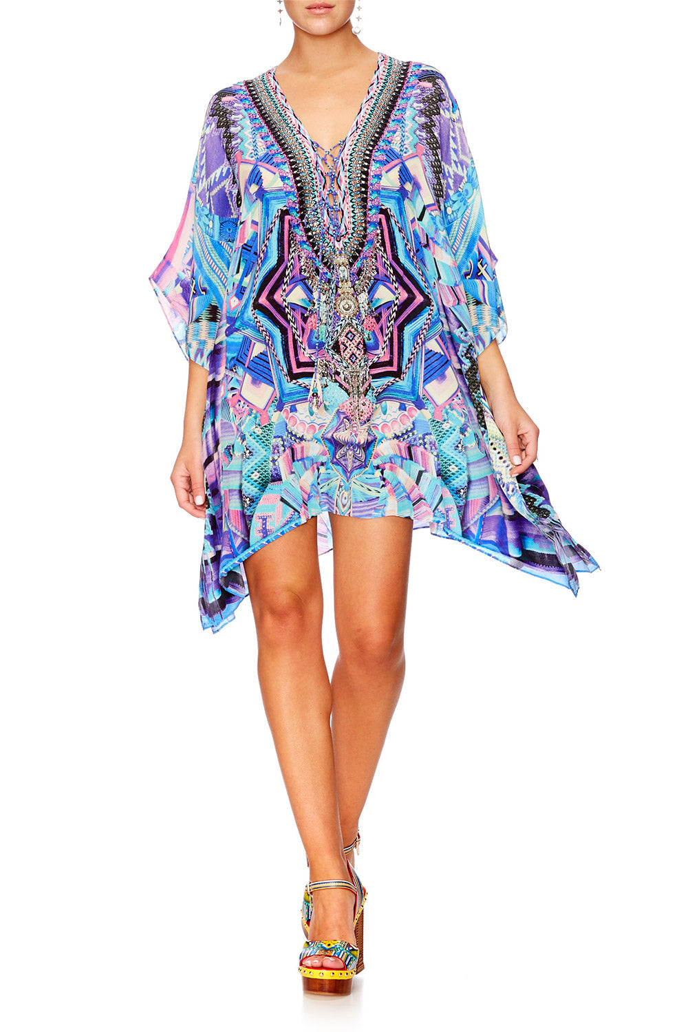 THREADS OF COSMOS SHORT LACE UP KAFTAN