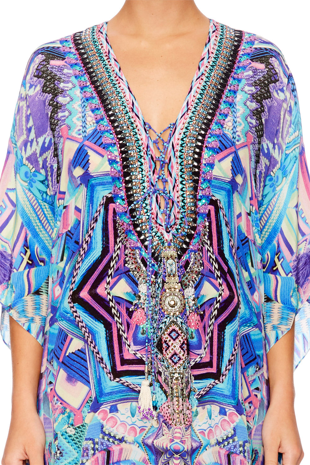 THREADS OF COSMOS SHORT LACE UP KAFTAN