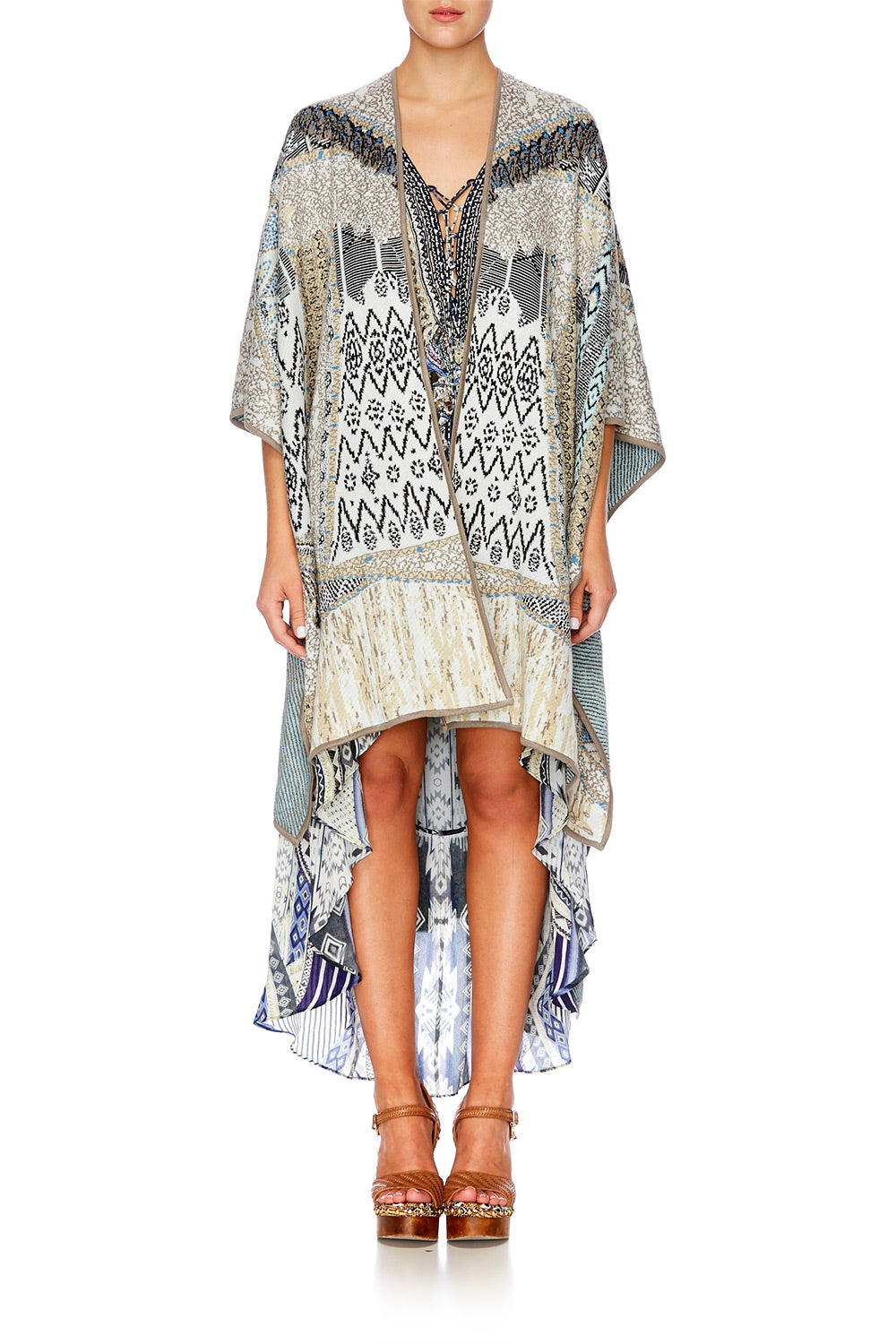 WEAVE ON OVERSIZED THROWOVER PONCHO