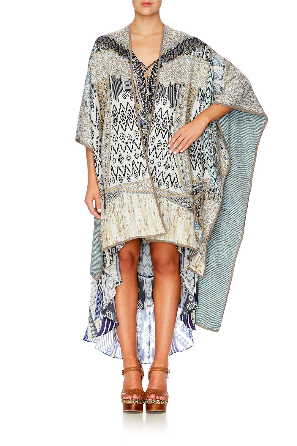 WEAVE ON OVERSIZED THROWOVER PONCHO